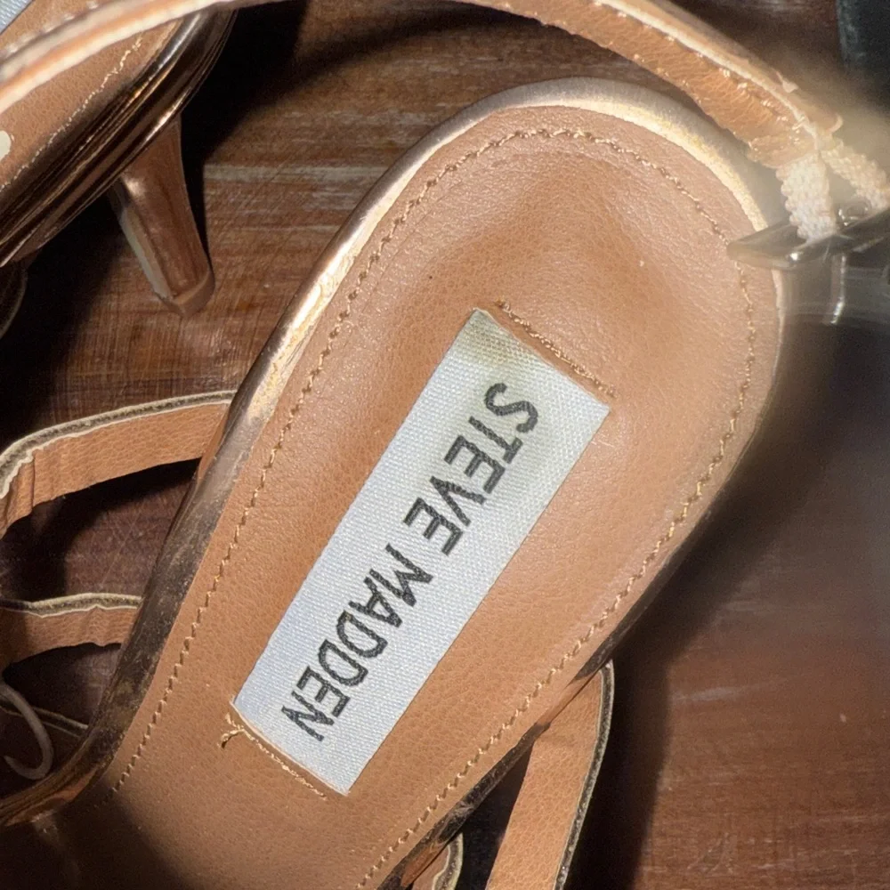 Steve Madden Rose Gold Geometric Cage Gladiator Heels